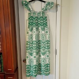 Ana & Rose Green Patterned Maxi Dress, L